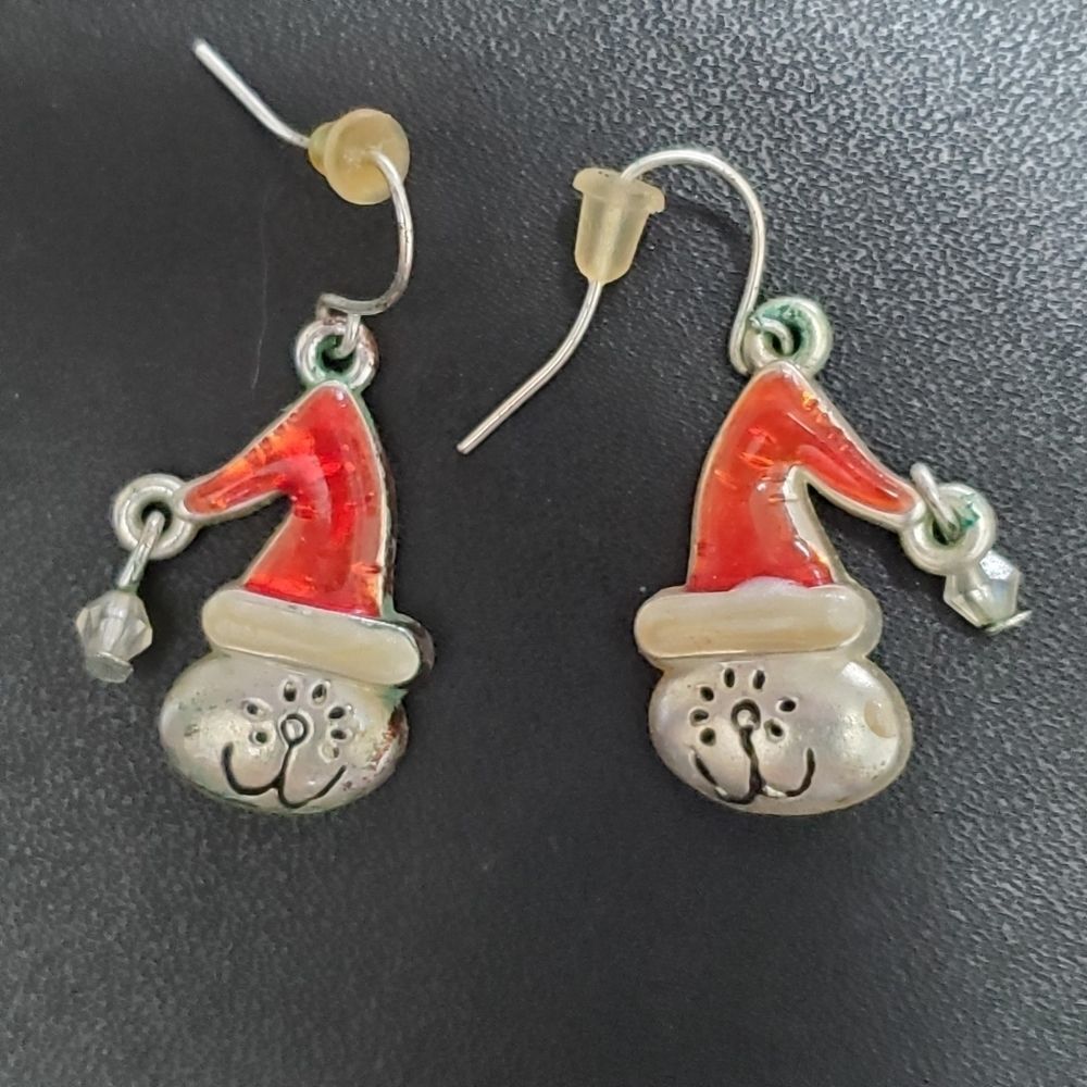Santa claus silver tone earrings